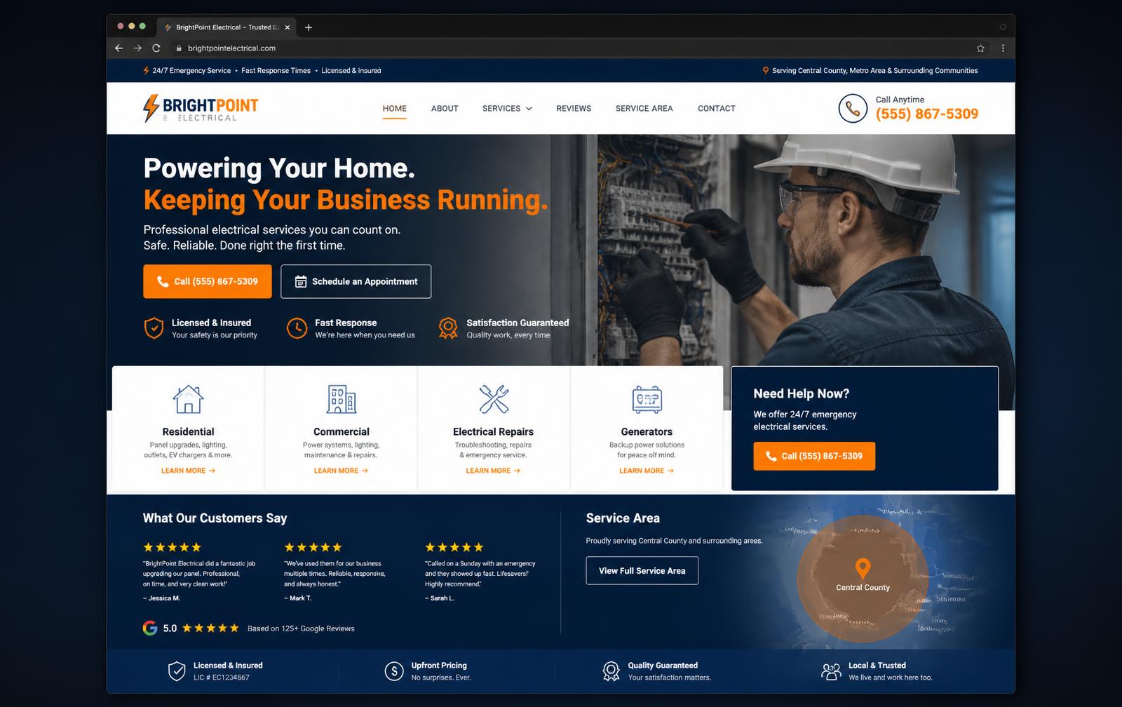 BrightPoint Electrical — Local small business website concept